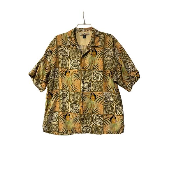 Tommy Bahama 100% Silk SS Button Up Camp Shirt Hula Girl Floral Size Med Men's - Picture 1 of 6